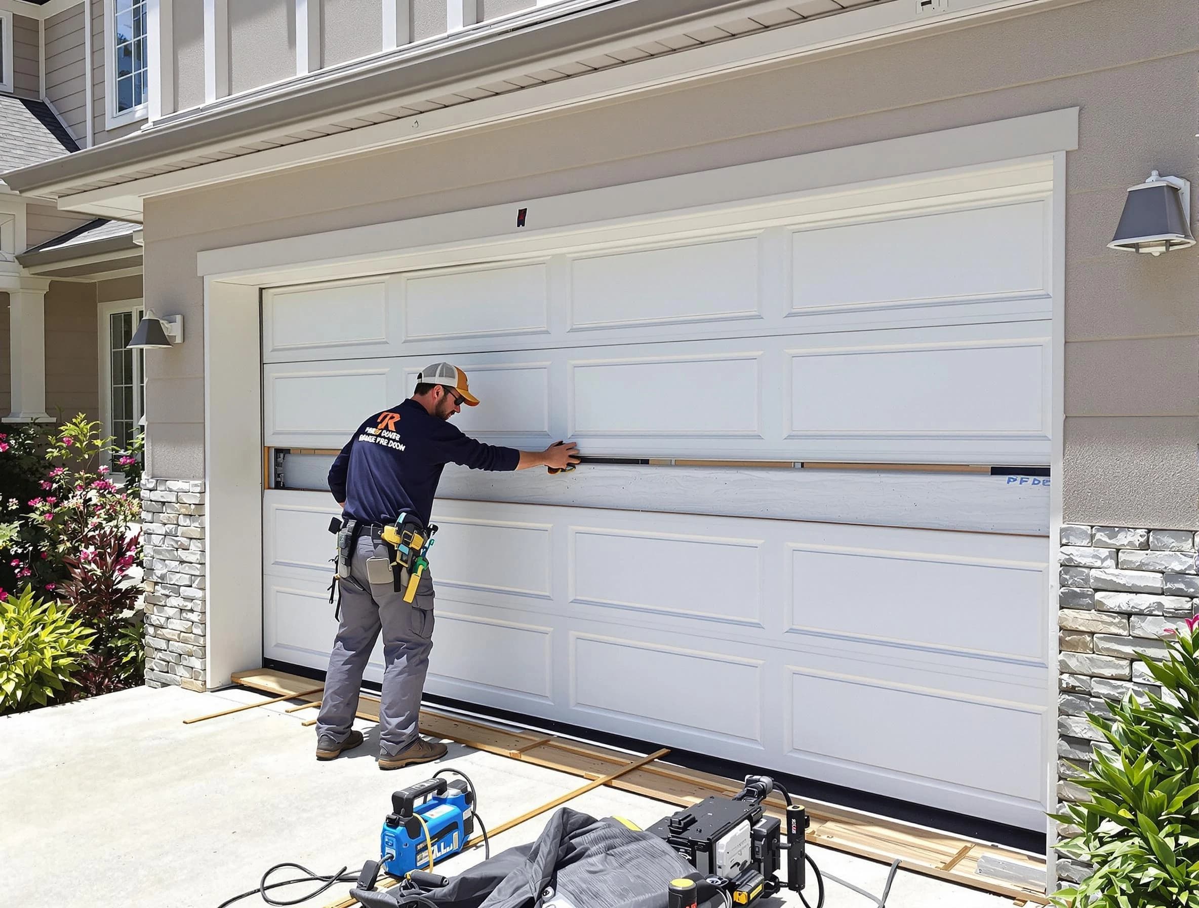 North Druid Hills Garage Door Repair team performing complete garage door replacement at North Druid Hills residence