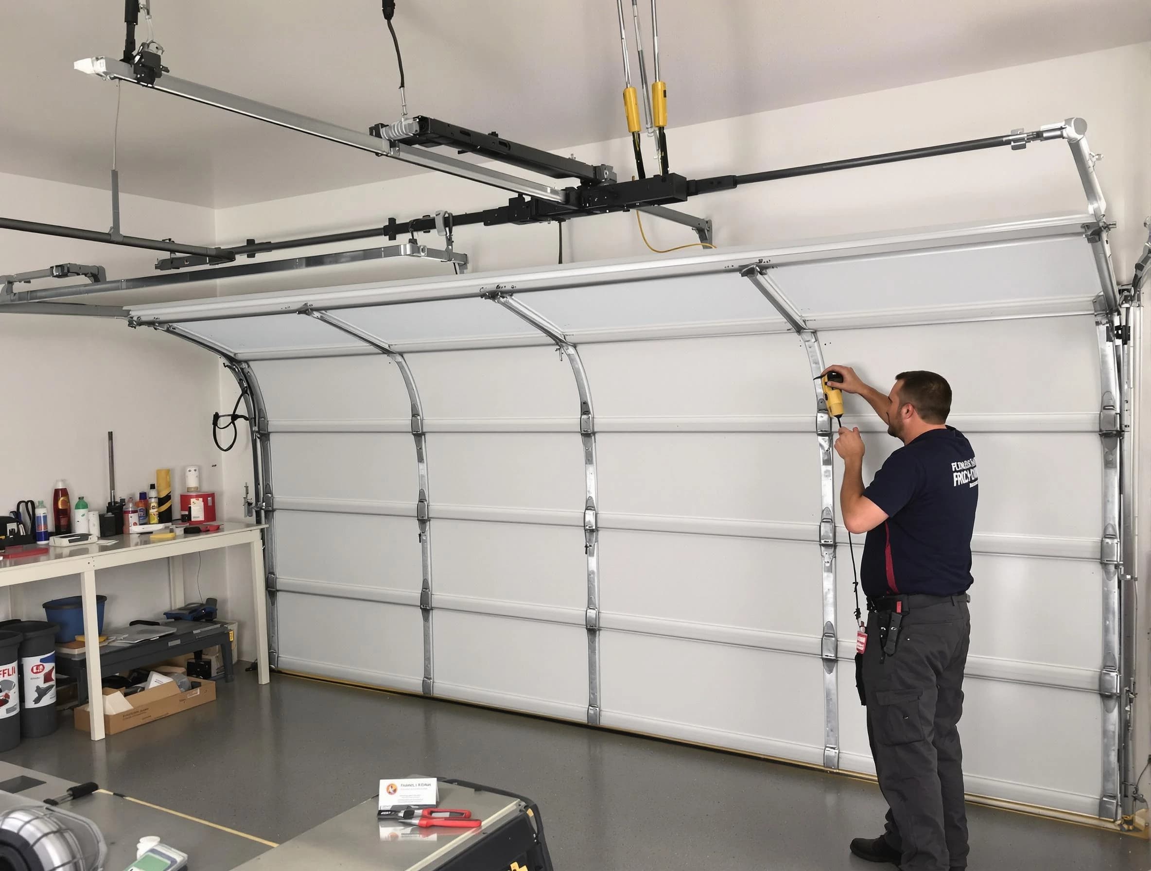 North Druid Hills Garage Door Repair certified technician performing overhead door system repair in North Druid Hills