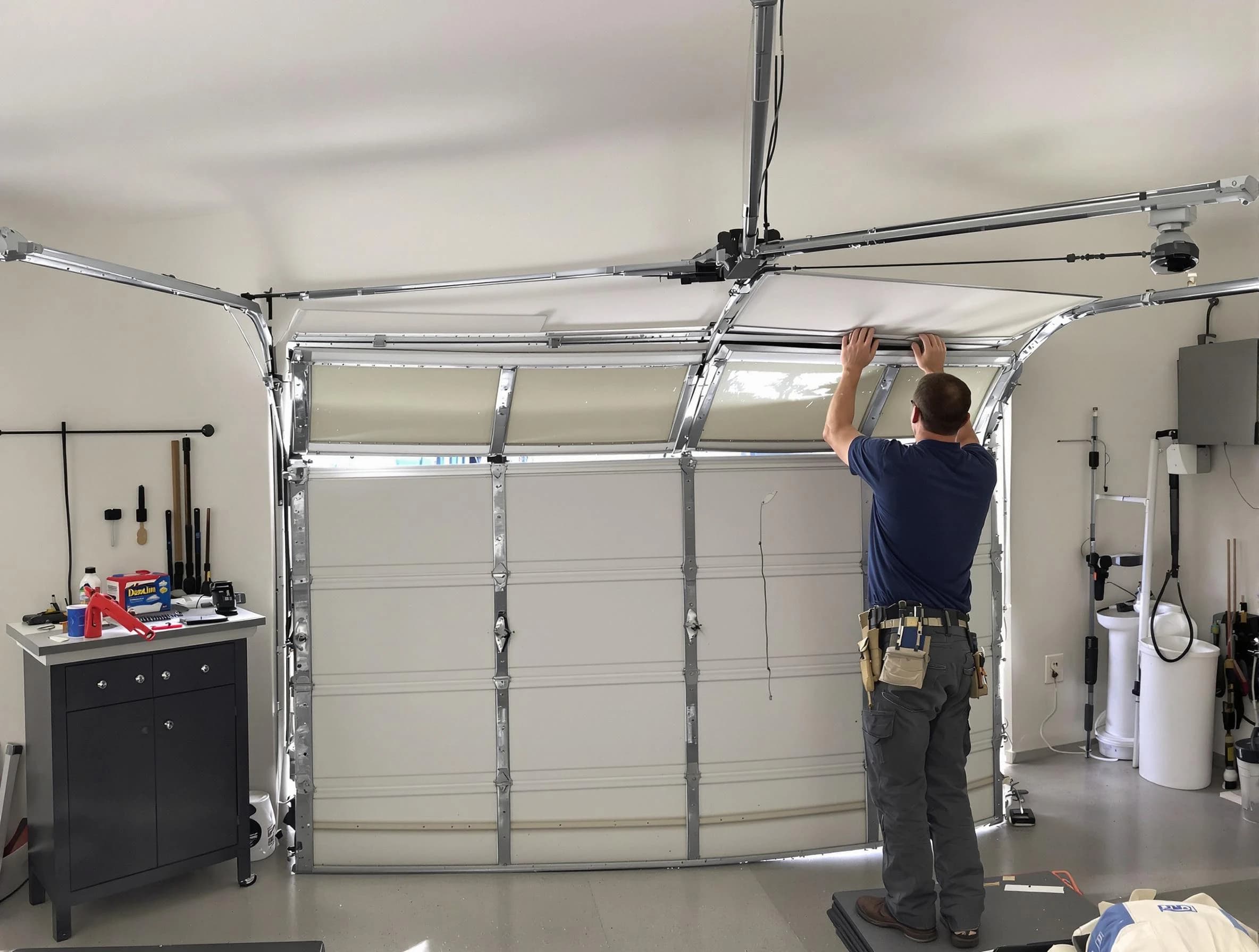 North Druid Hills Garage Door Repair specialist performing precise section replacement on North Druid Hills garage door