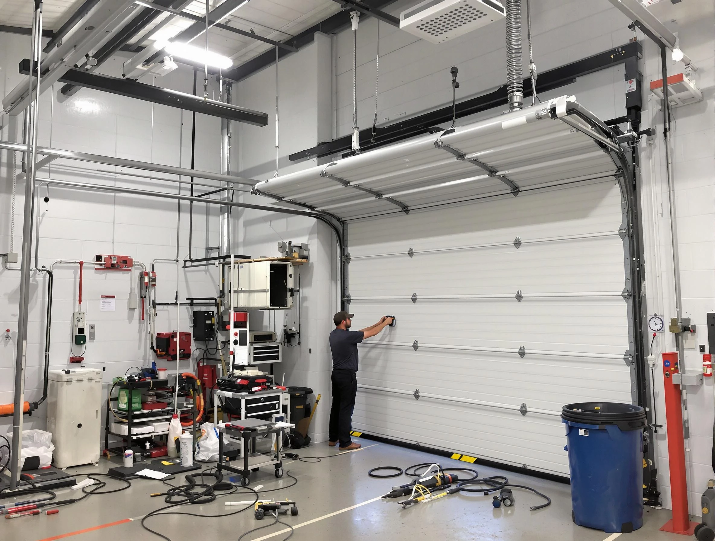 North Druid Hills Garage Door Repair certified technician performing commercial door repair at a North Druid Hills business facility