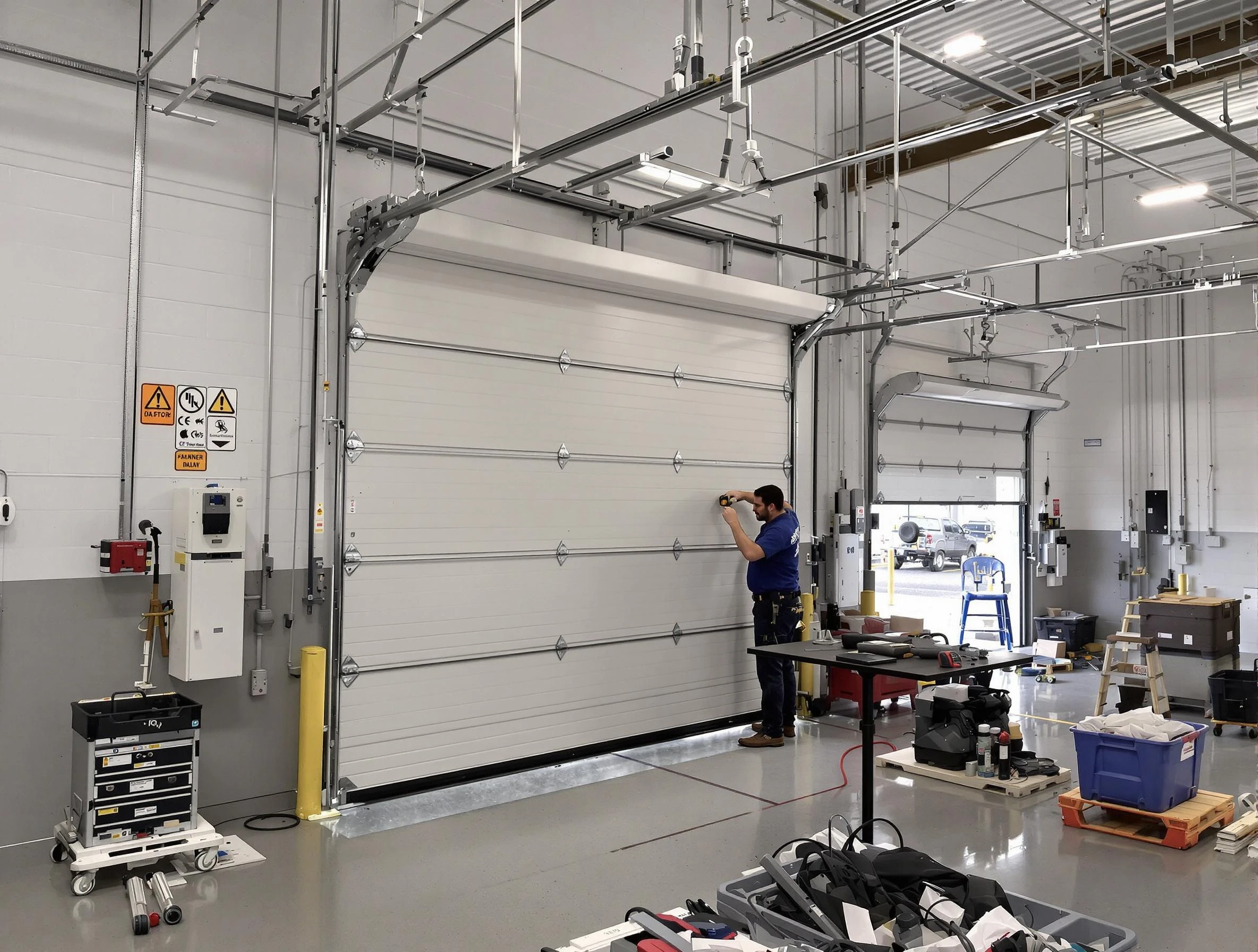 Commercial garage door repair being performed by North Druid Hills Garage Door Repair expert in North Druid Hills
