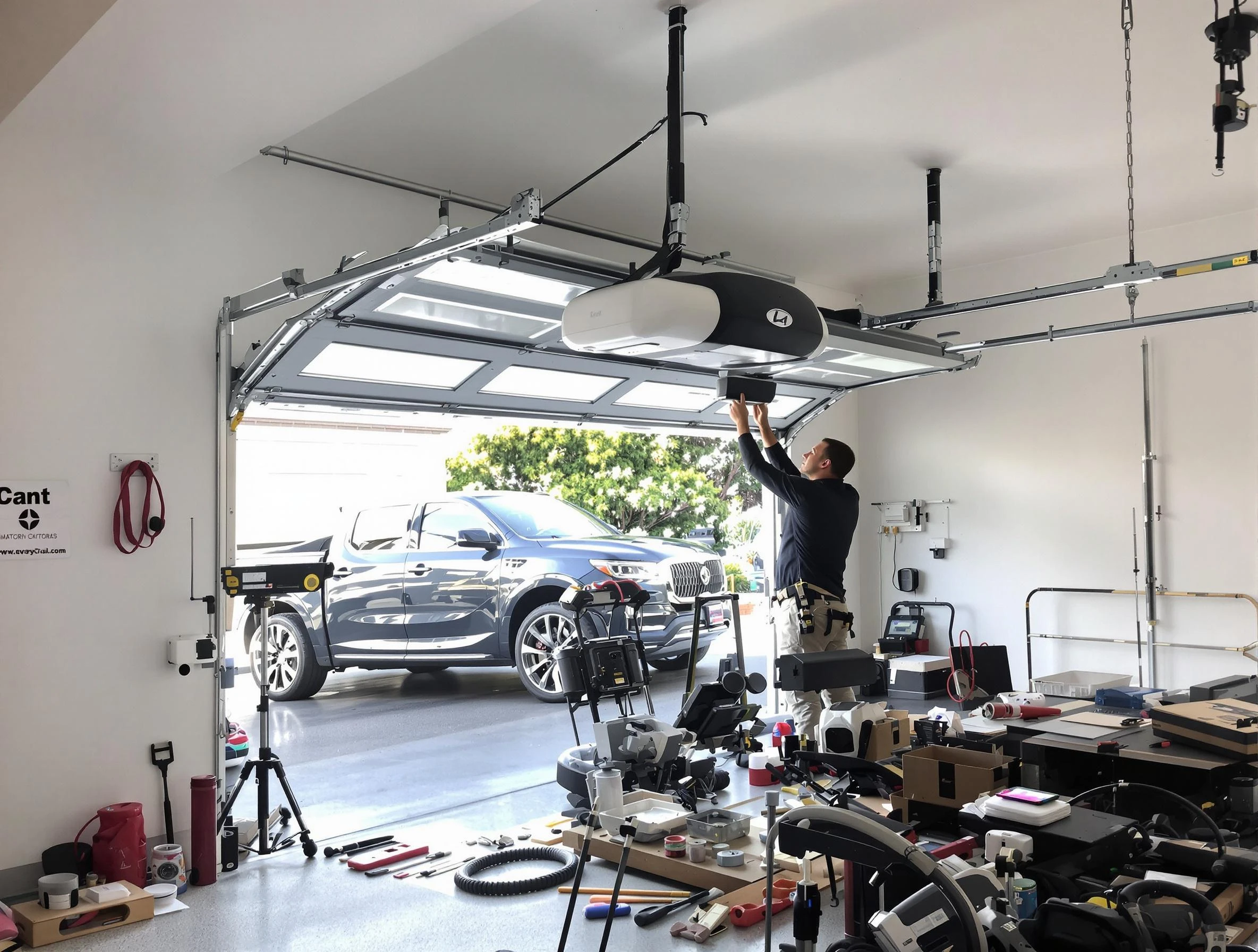 North Druid Hills Garage Door Repair specialist installing smart garage door opener system in North Druid Hills home