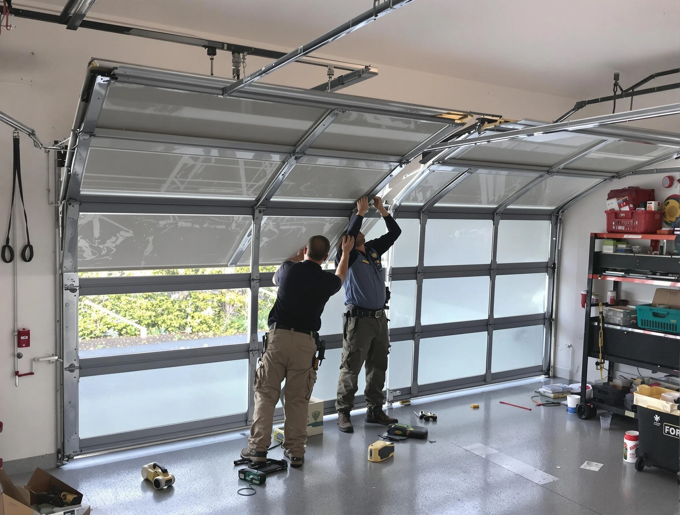 North Druid Hills Garage Door Repair expert performing precise panel replacement on North Druid Hills garage door